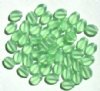 50 8x6mm Transparent Matte Light Green Flat Oval Glass Beads